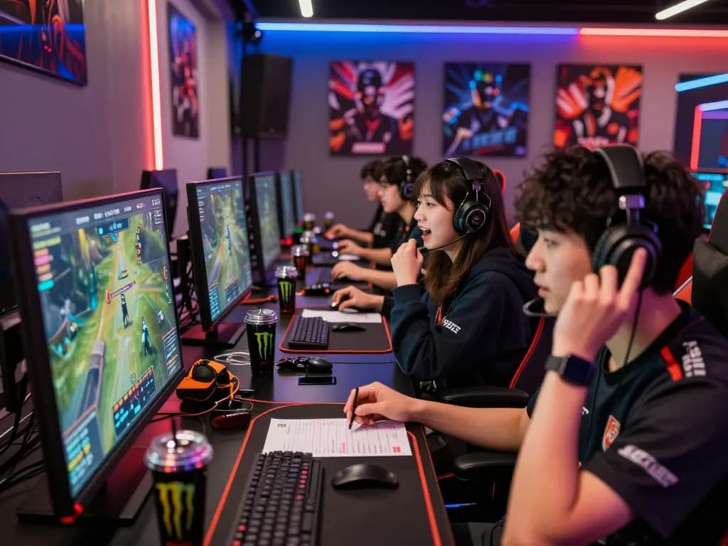Exciting esports betting scene from https://gglbetsg.org/gglbet-sg/singapore-esports-betting-guide/ showcasing gamers engaged in competitive matches and live betting.