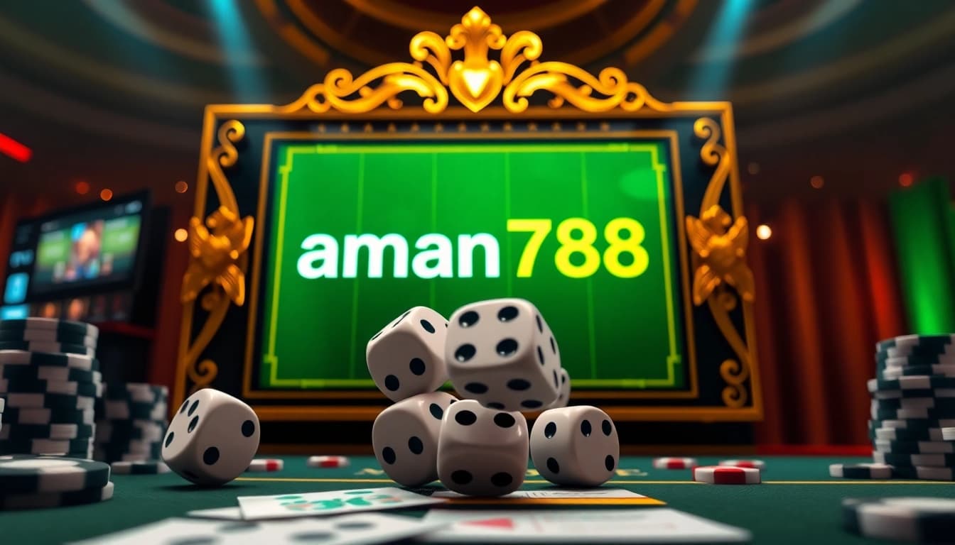 Rasakan kemenangan mendebarkan dengan aman788 di mesin slot digital yang cerah dalam suasana kasino mewah.