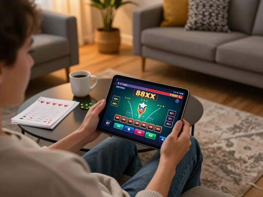 Engaging in blackjack gameplay on 88xx platform, showcasing online casino experience
