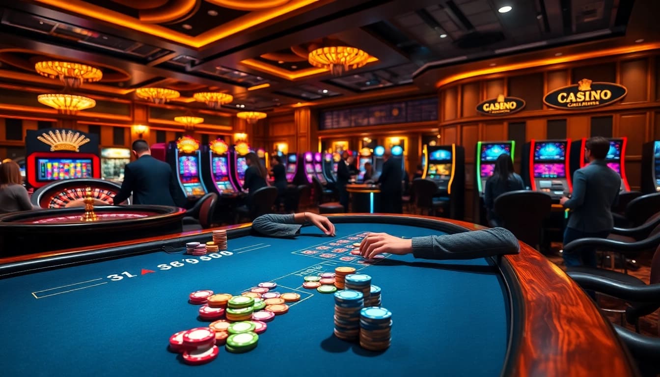 Experience the thrill of gambling at GA888 with vibrant casino visuals and gaming action.