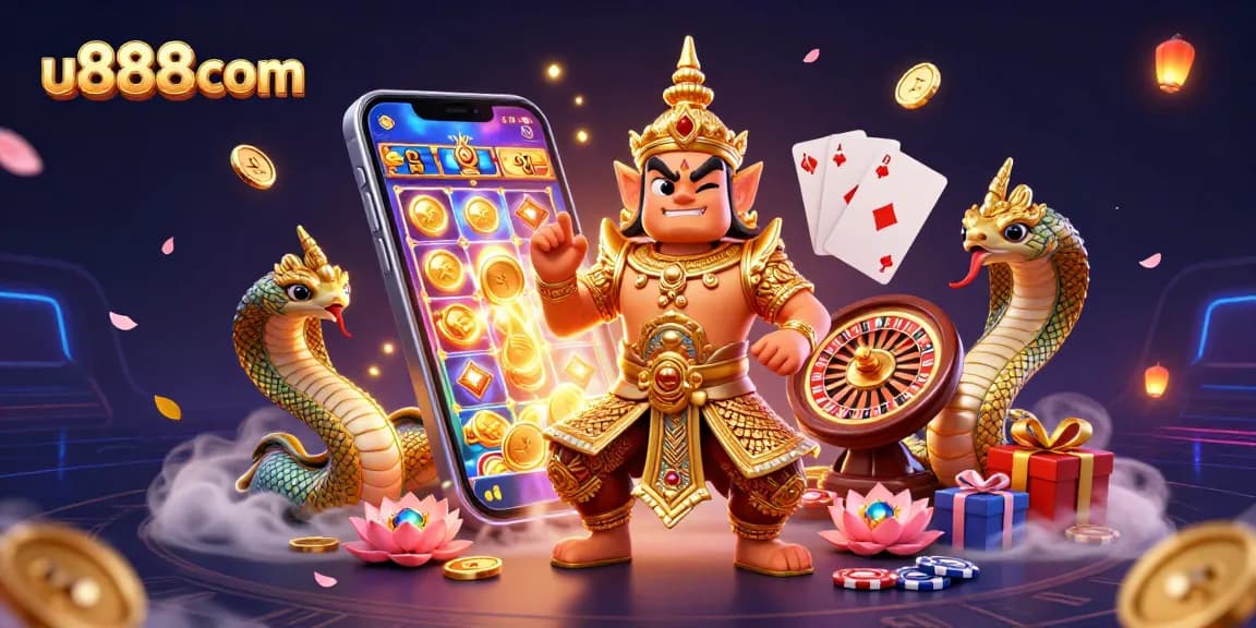 Play exciting slot games at u888com with vibrant characters and dynamic casino elements.