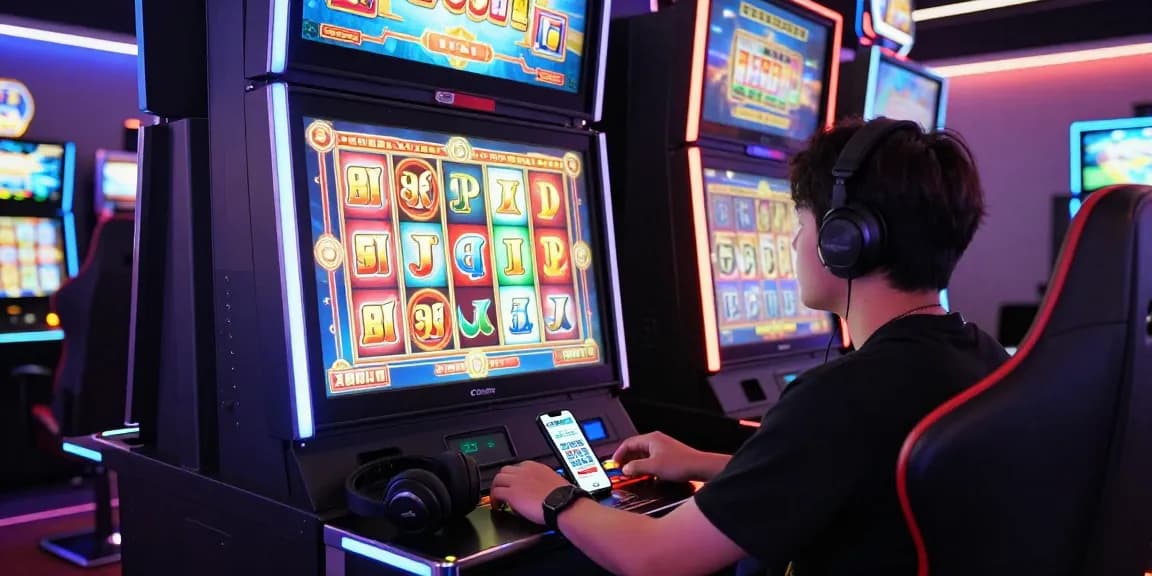 Experience the thrill of osaka88 login as a player engages with vibrant slot machine visuals.