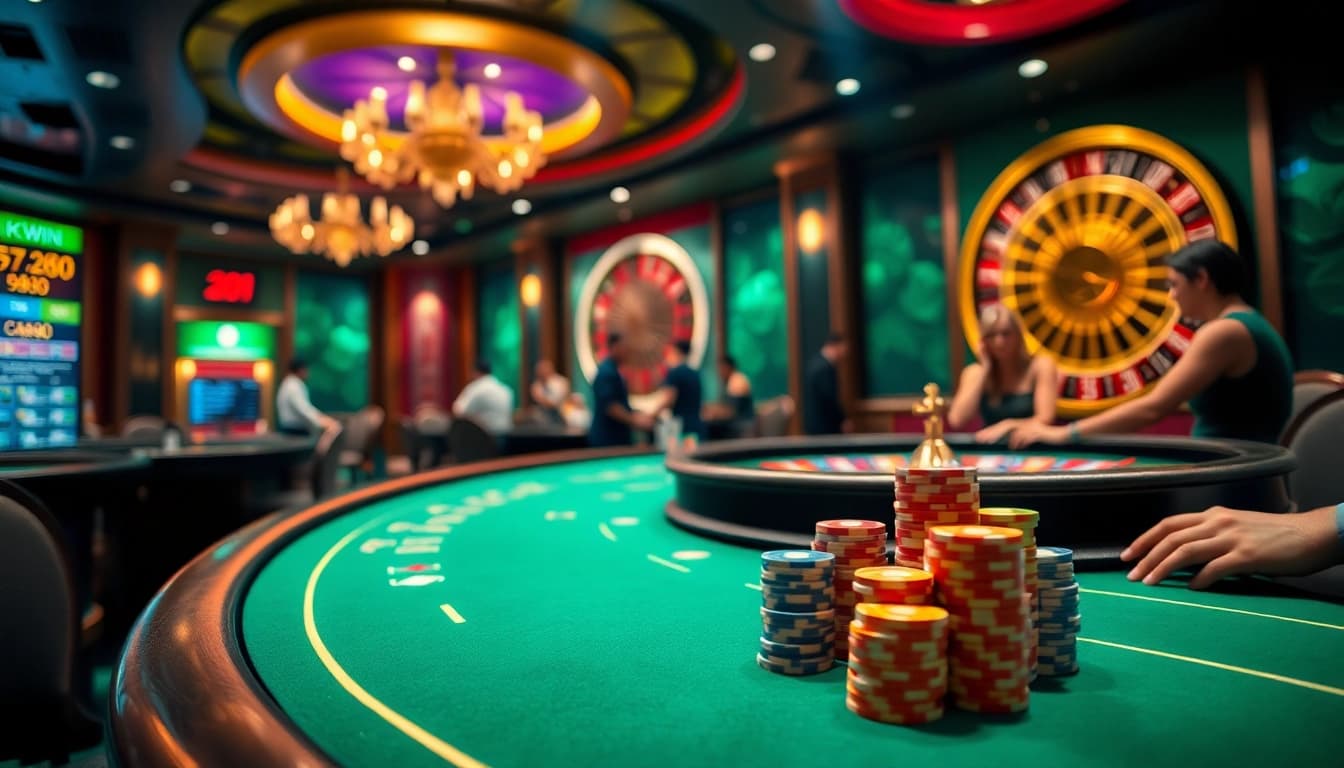 Experience the thrill of gambling at KKwin with engaging casino tables and vibrant poker action.