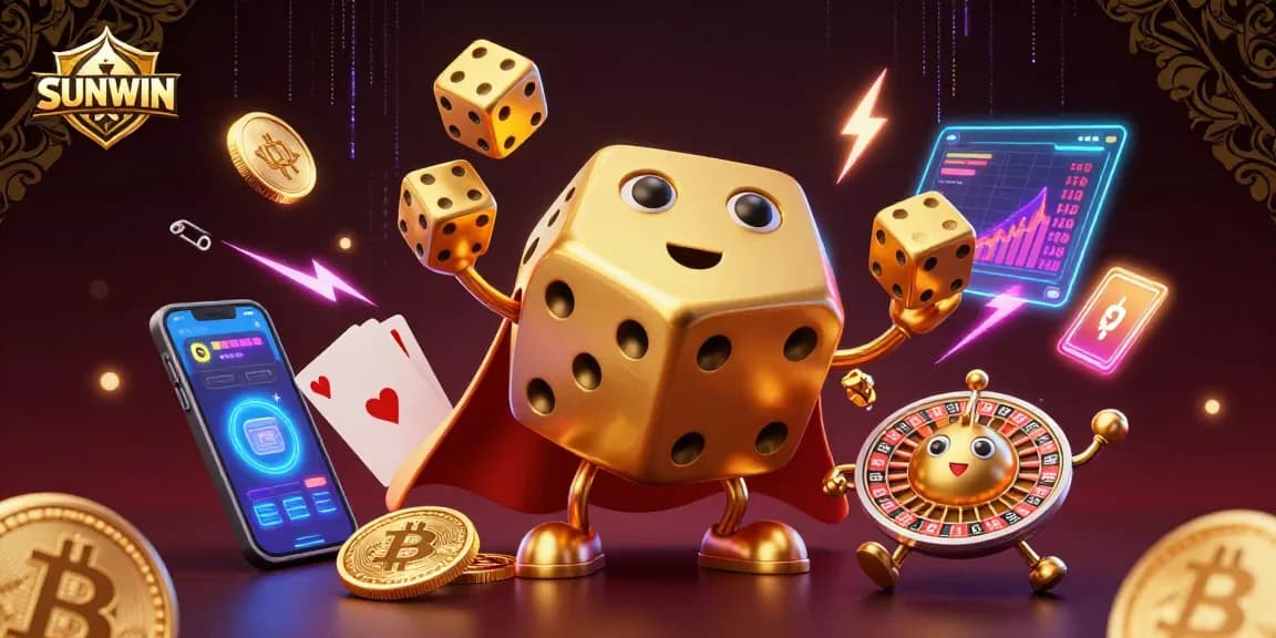 SUNWIN invites players to experience engaging casino adventures with golden dice and vibrant crypto elements.
