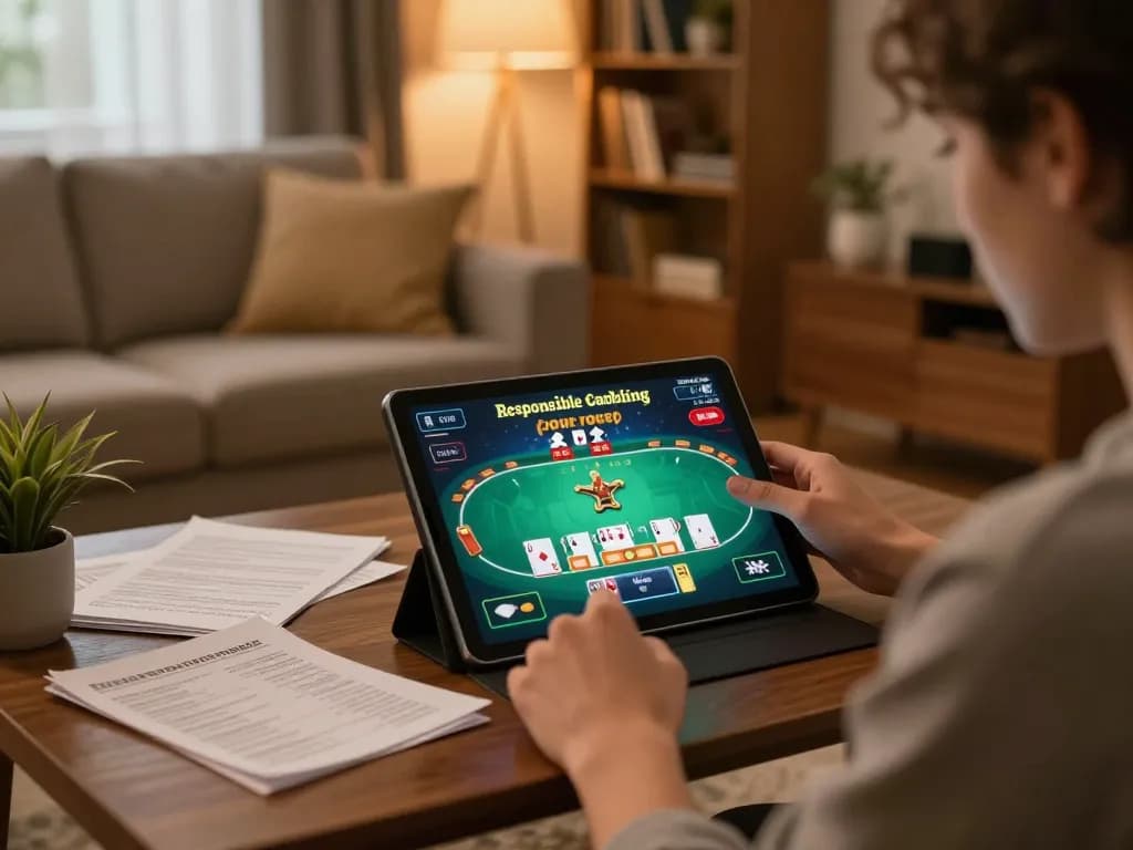 Go88 user engaging with online poker game on tablet in cozy home environment
