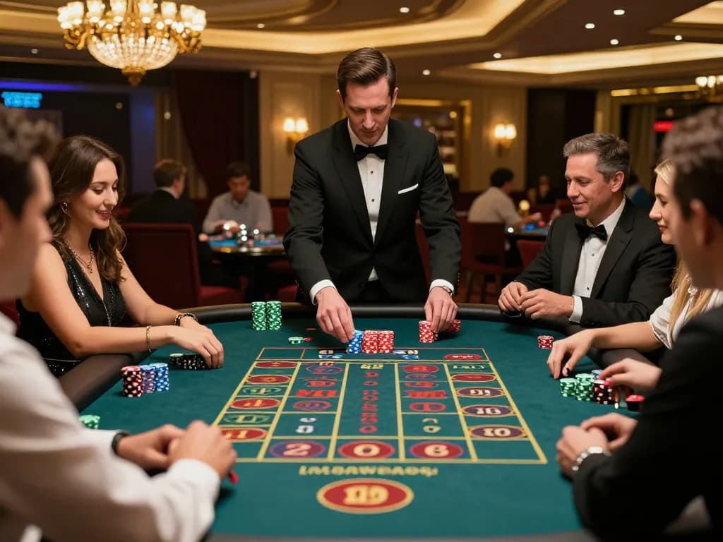 May88 live casino experience showcasing players engaged at a roulette table with vibrant atmosphere.