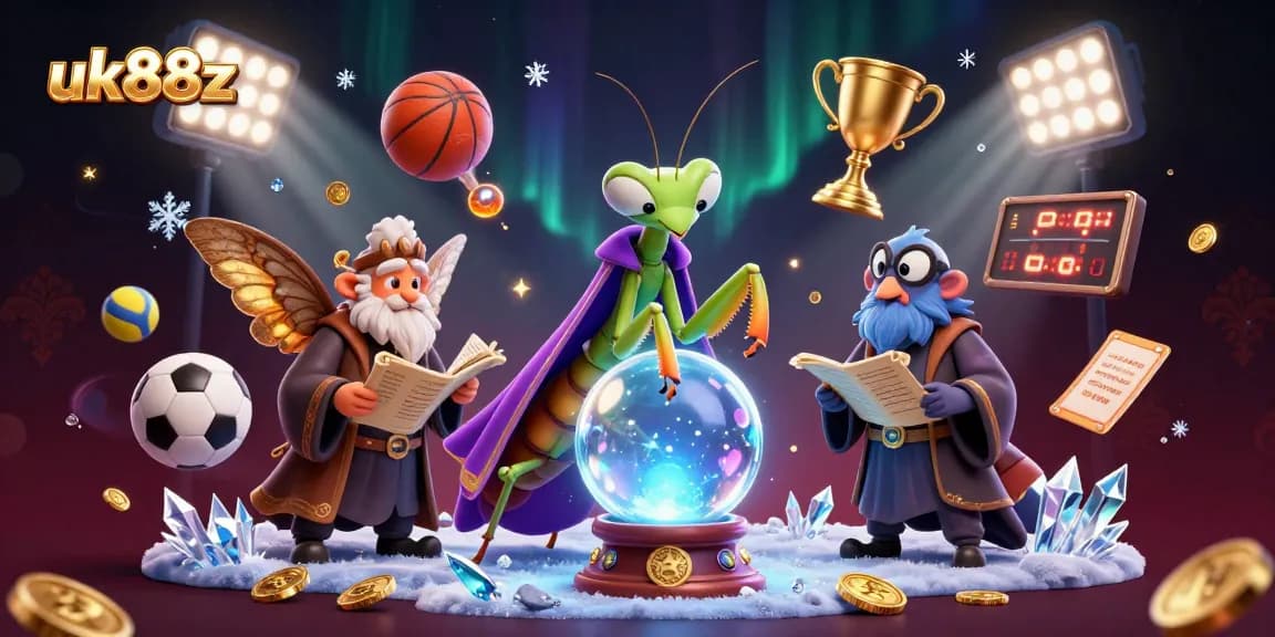 Bet on winning strategies with uk88z amidst fortune tellers and dynamic sports elements.