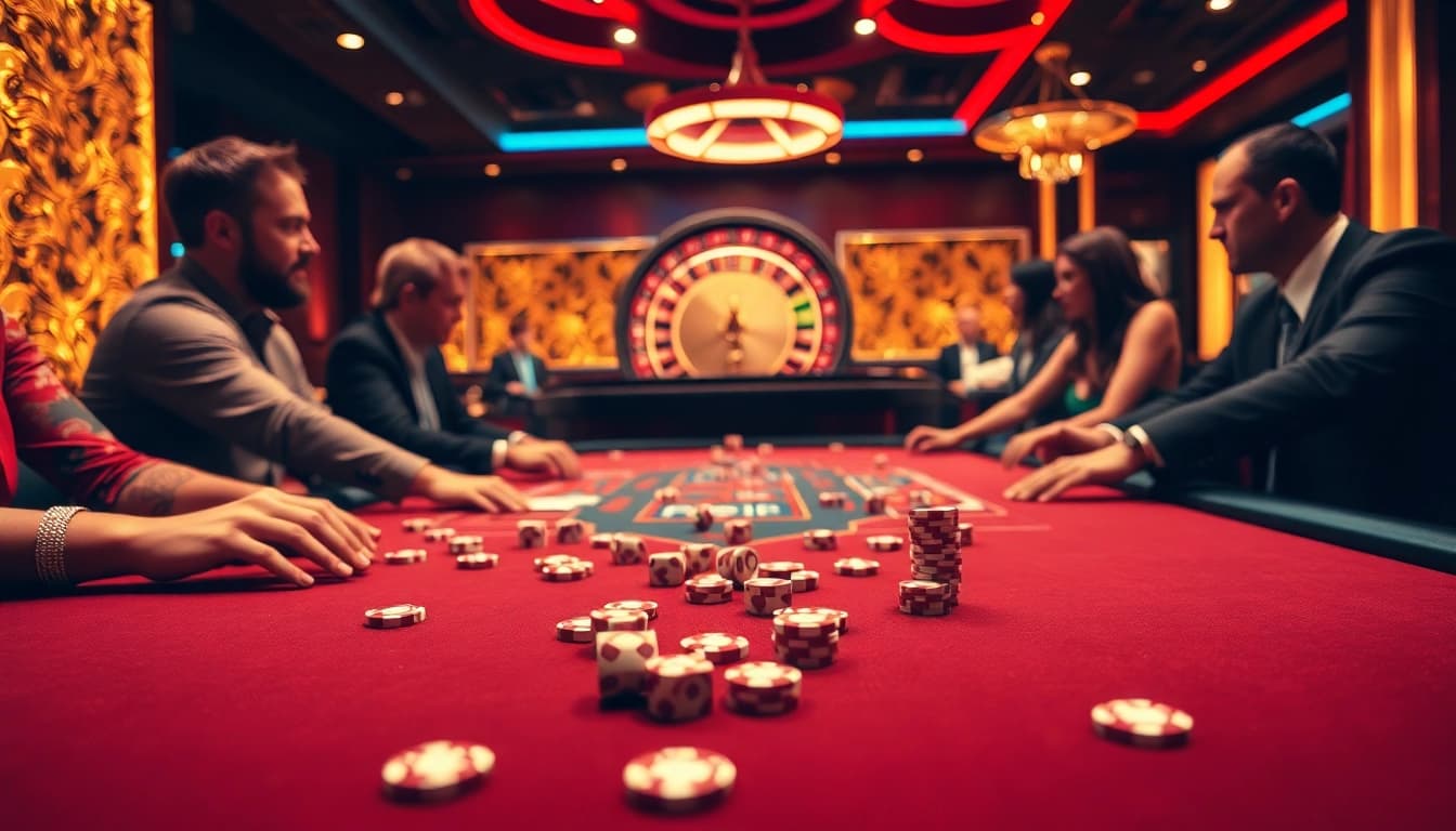B52CLUB players enjoying an exciting game at a vibrant casino table