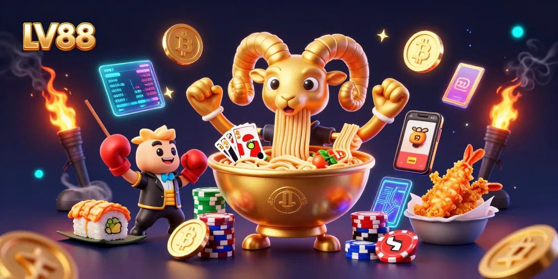 Experience thrilling gameplay at LV88 with animated casino characters in a vibrant setting.