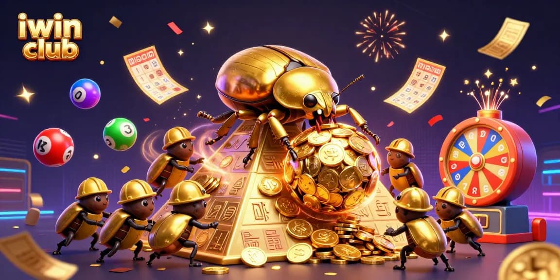 Explore exciting games with iwin club featuring colorful lottery elements and golden coins.
