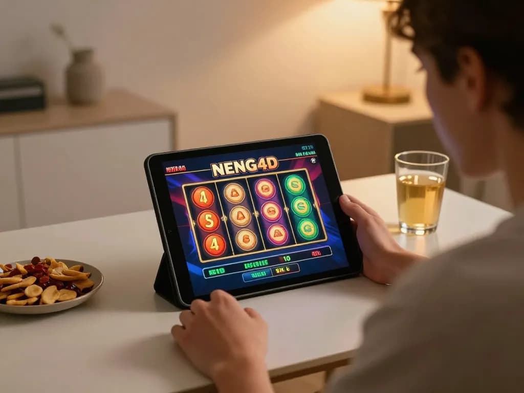 NENG4D slot gameplay action on a tablet screen, capturing an engaging online gaming moment.