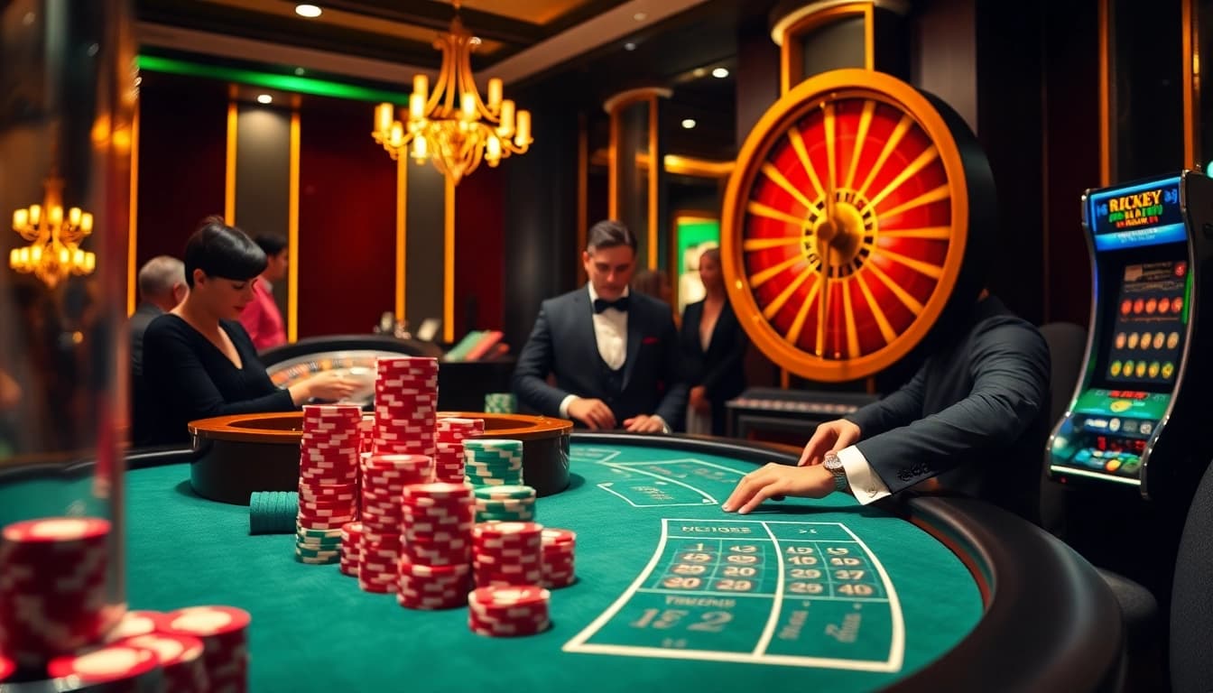 Experience the excitement at https://rr9957.com/ with a vibrant casino scene featuring poker and roulette.