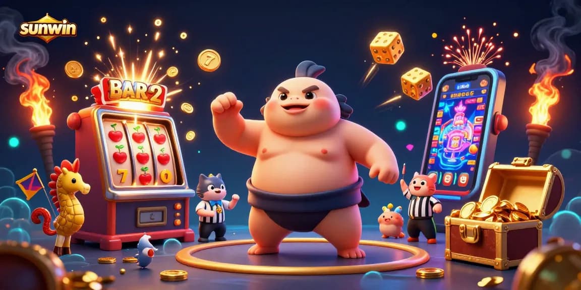 Engage with sunwin's thrilling world as fugu and friends celebrate casino wins in a vibrant underwater scene.