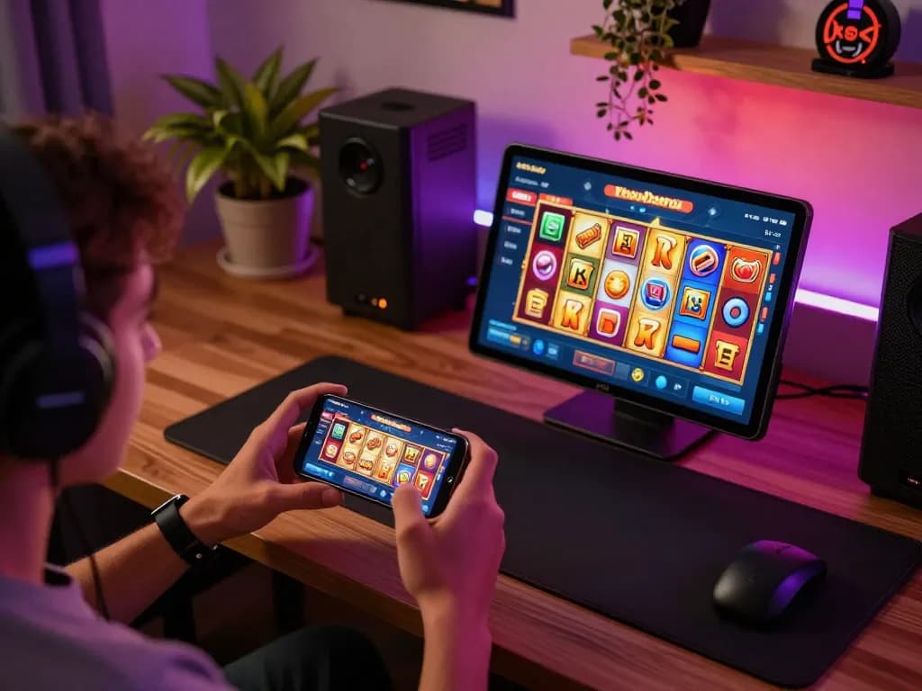 Player enjoying kdslot on mobile device, highlighting exciting online gaming experience