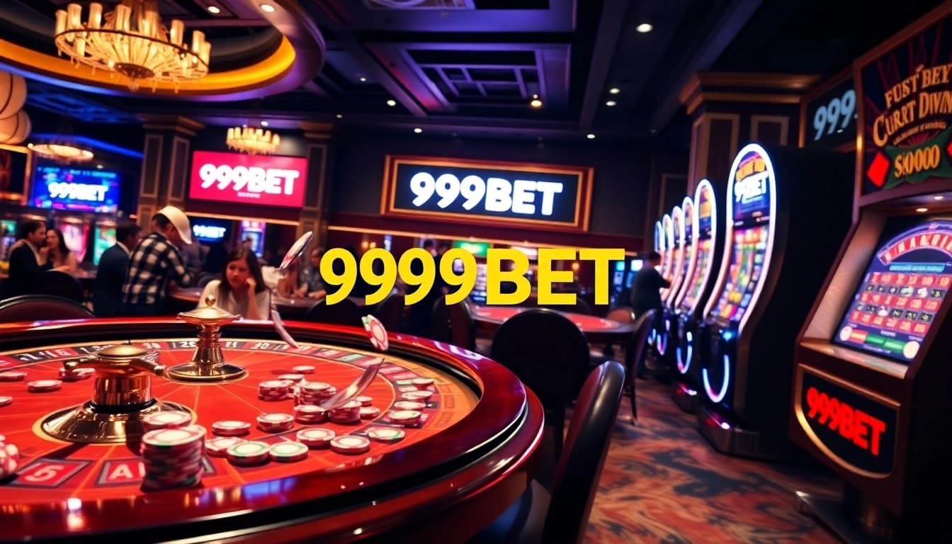 Experience thrilling gaming at 999BET's luxurious casino with engaged players and dynamic slot machines.