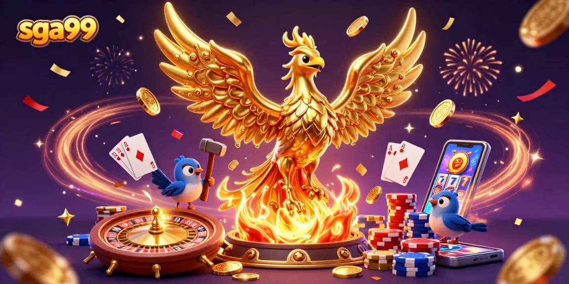 Engage with stunning sga99 graphics featuring a molten phoenix and dynamic casino elements.