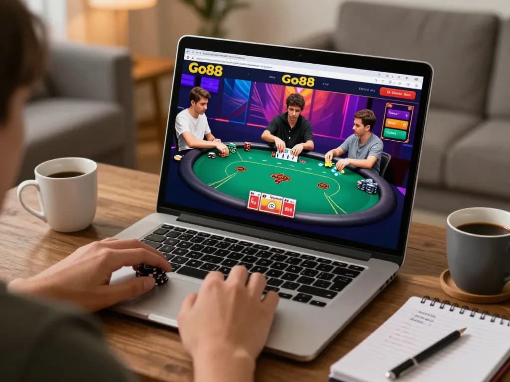 Engaging in online poker at Go88's gaming platform from the comfort of home