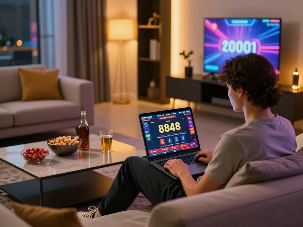 Engaging in open 88 online gaming while enjoying a cozy home atmosphere with snacks and drinks.