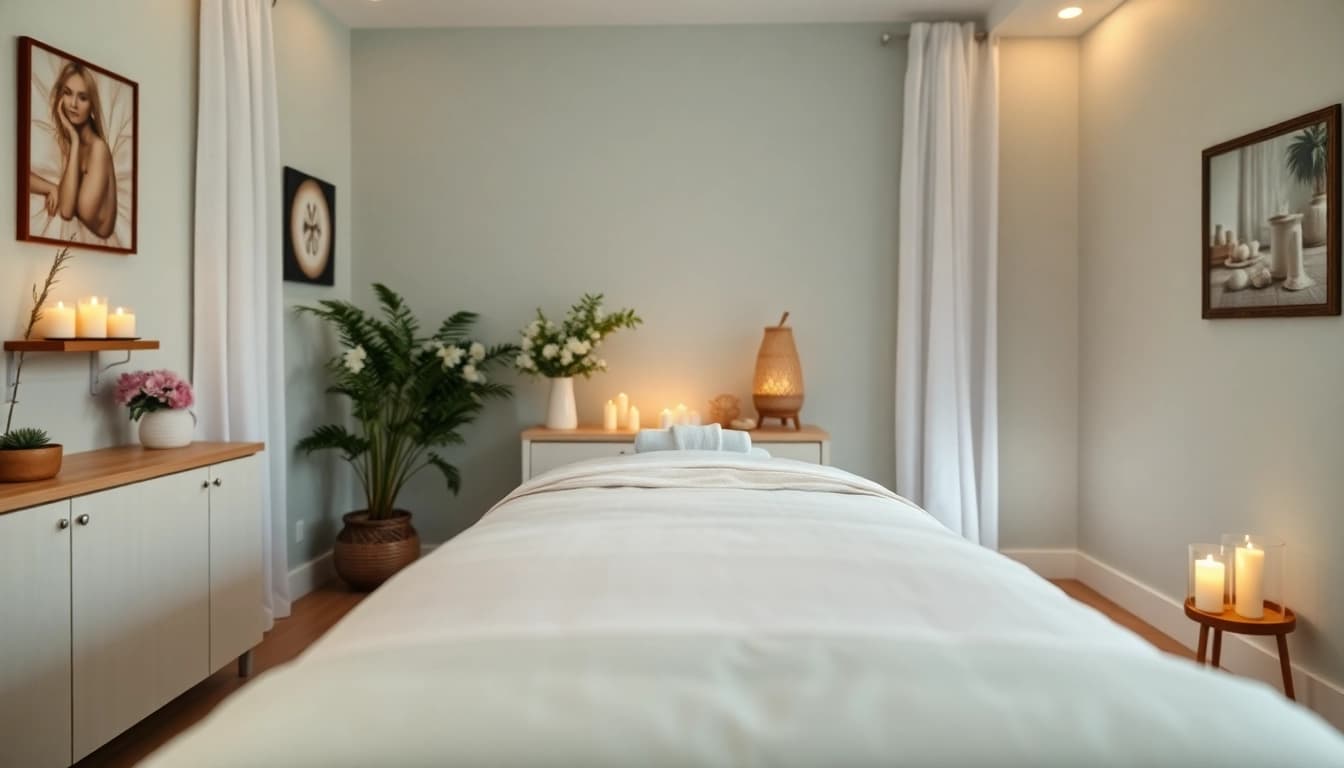 Relaxing home environment ideal for 수원출장마사지 services, showcasing tranquil ambiance and professional setup.
