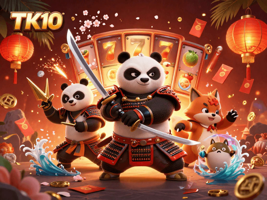 Engage with the thrilling TK10 slots experience featuring 3D characters amidst vibrant jackpot elements.