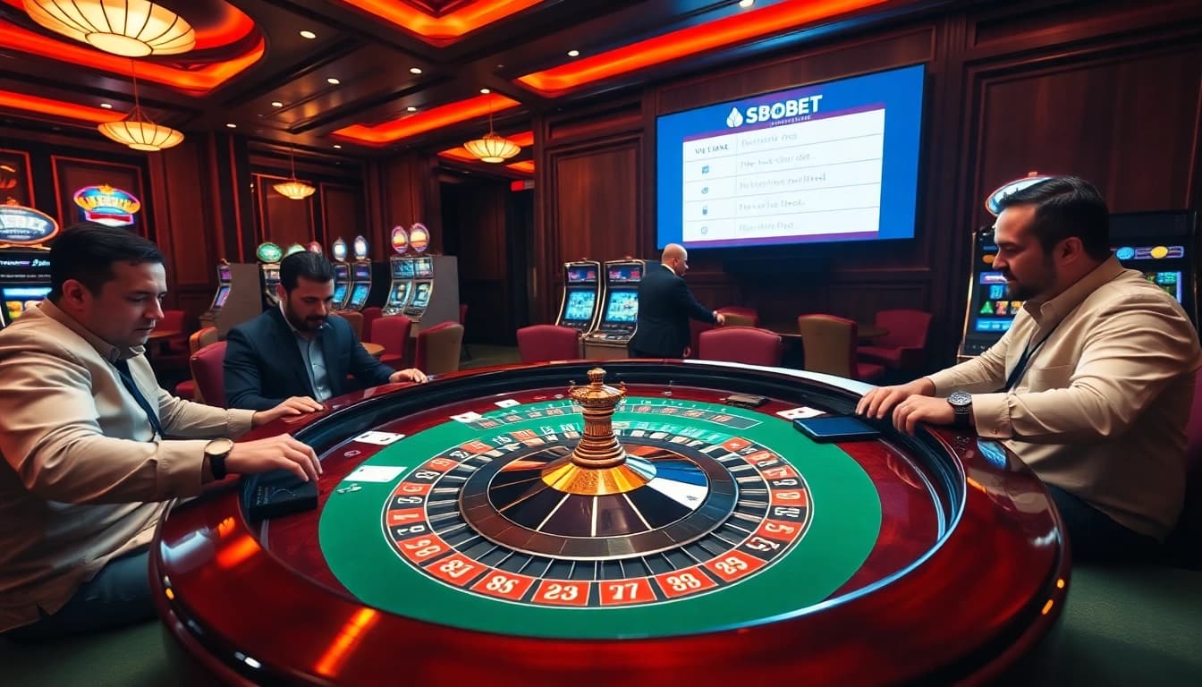 Bets placed on the SBOBET link at a vibrant casino table filled with poker chips and cards.