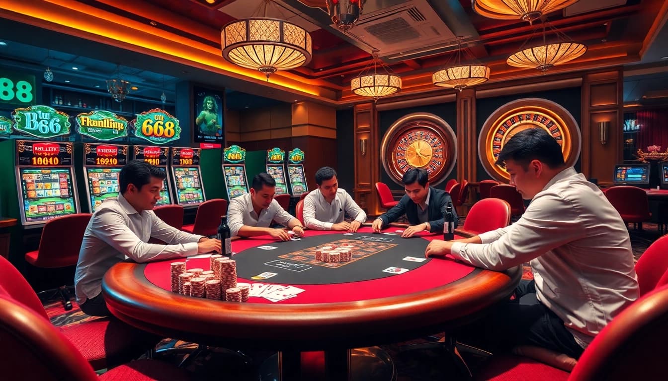 uu 88 poker players at an upscale casino table strategizing their next winning move.