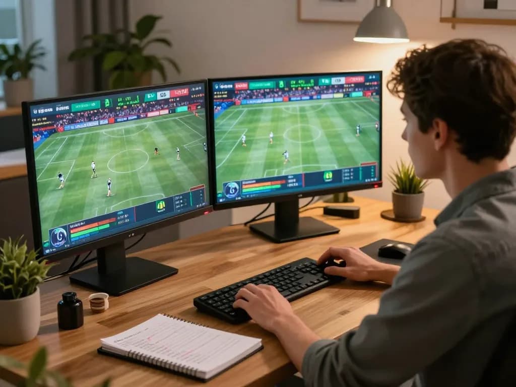 Experience the thrill of tỷ lệ kèo trực tuyến while placing sports bets from a stylish home office setup