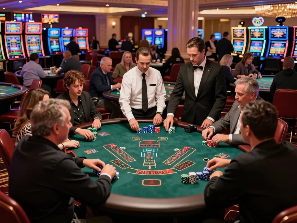Players engaging in a strategic blackjack game at the casino, showcasing the thrill of SC88 gaming.