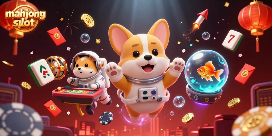 Engage with mahjong slot action in a vibrant space casino setting with floating elements.