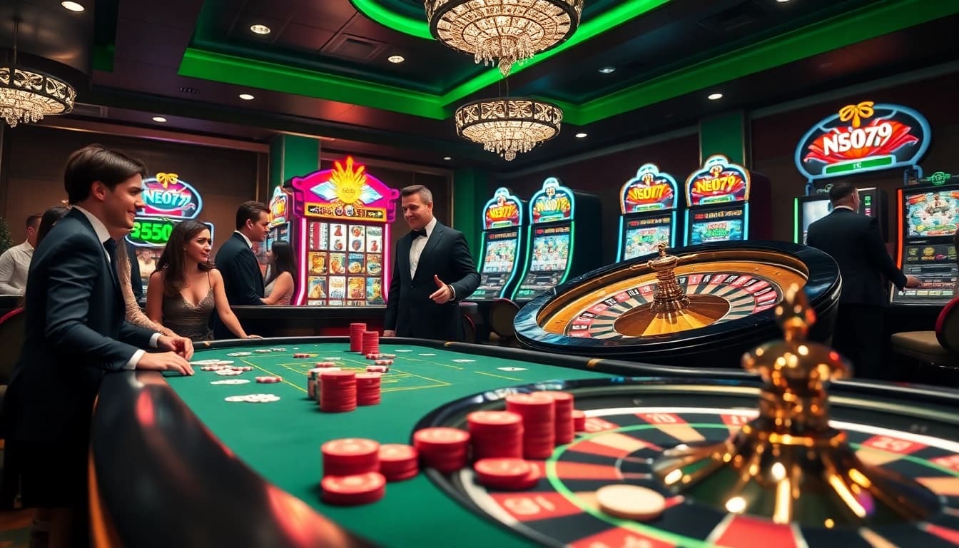 Engaged players enjoying high-stakes poker at the NEO79 casino gaming table.