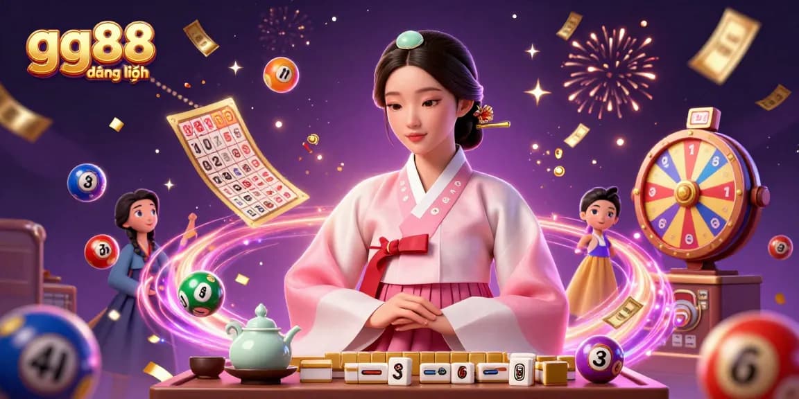 Engage in thrilling gaming with gg88 đăng nhập, featuring an elegant woman and vibrant lottery elements.