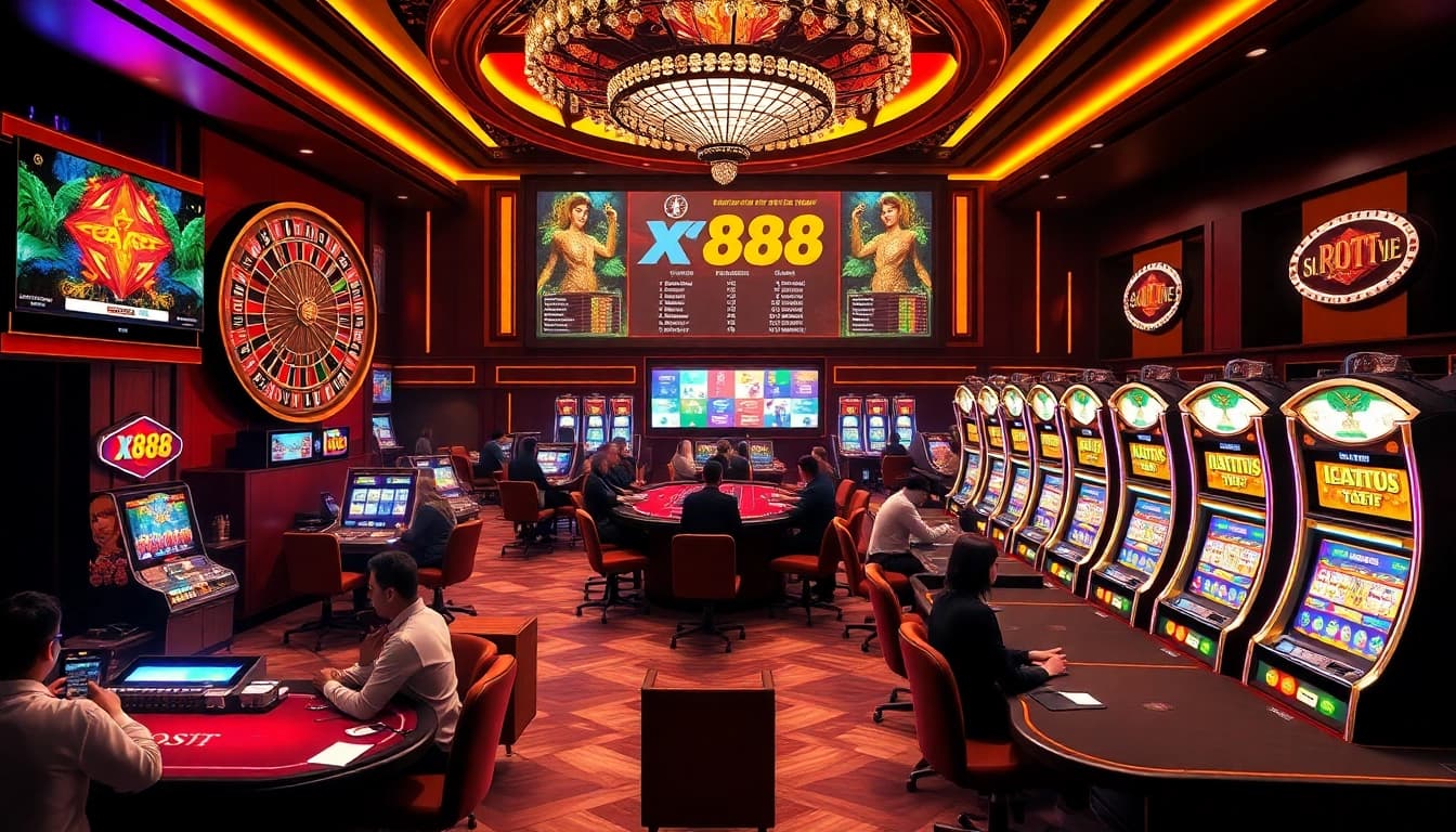 Experience the thrill of betting at nhà cái xx88 with vibrant casino tables and engaging players.