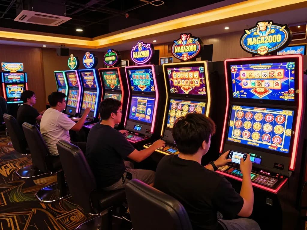 NAGA2000 player celebrating a slot win in an engaging online casino environment