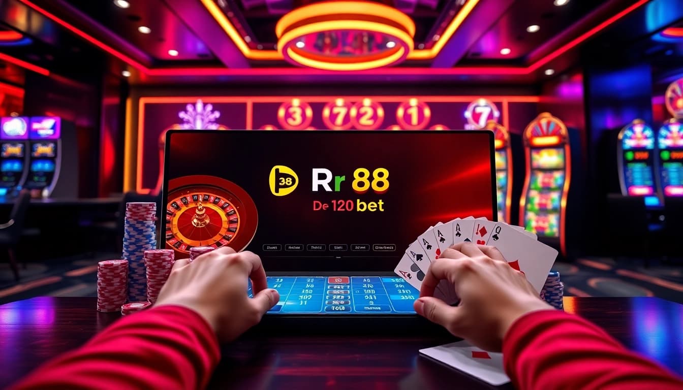 Player actively placing bets on DR88 Bet with vivid casino chips and roulette wheel