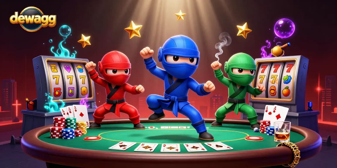 Bet on big wins at dewagg with a vibrant 3D casino scene showcasing exciting slot games and action.