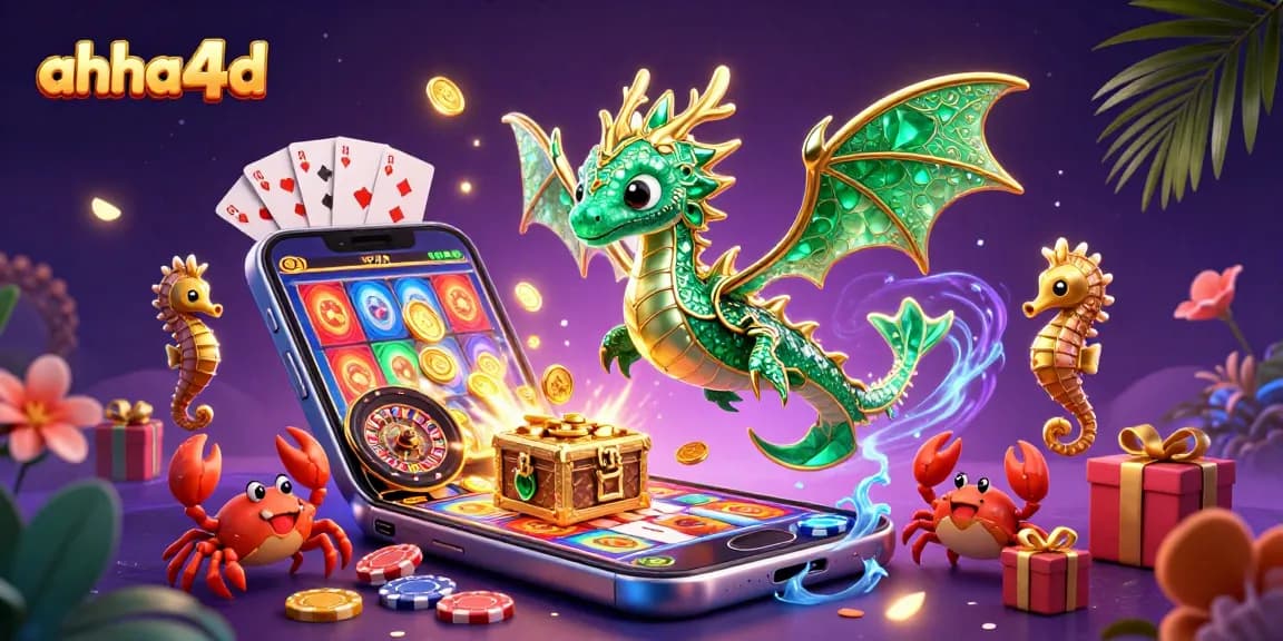 ahha4d memenangkan hadiah dalam ilustrasi kasino dengan naga laut dan koin emas