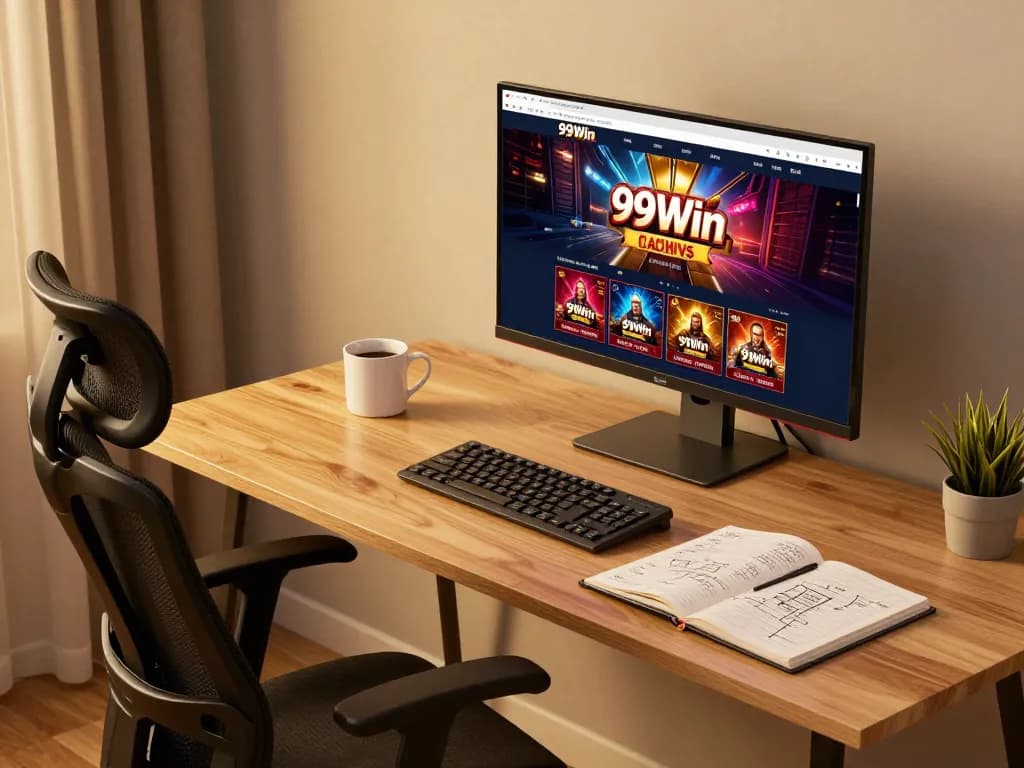 Engaged player using 99Win's online platform, showcasing an immersive gaming experience.