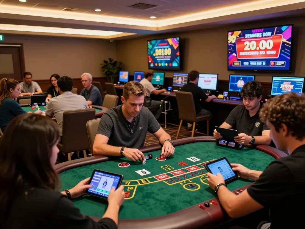 Players engage in exciting live dealer blackjack at vipwin, showcasing strategic betting and modern gaming environment.
