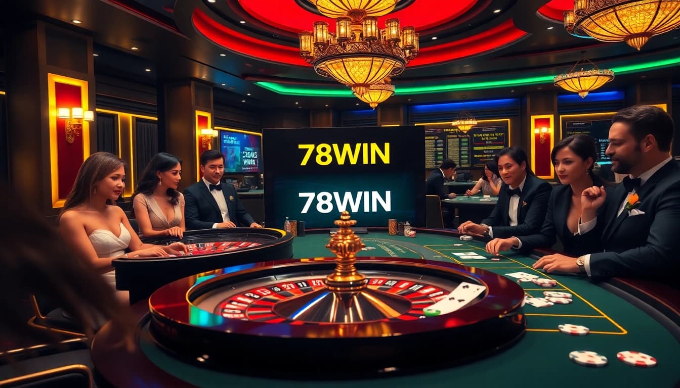Players experiencing thrilling moments at 78WIN casino with top games and action.
