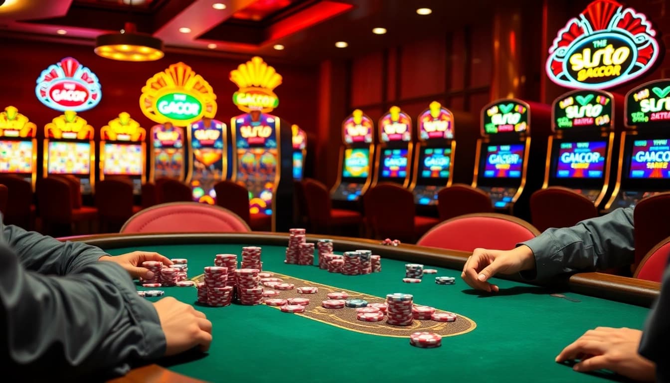 Rasakan sensasi slot gacor dengan permainan kasino yang dinamis, meja poker, dan mesin slot yang penuh warna.