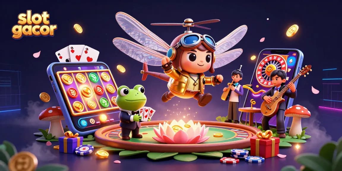 Engage with slot gacor dynamics as a dragonfly pilot and frog croupier brighten the casino scene.