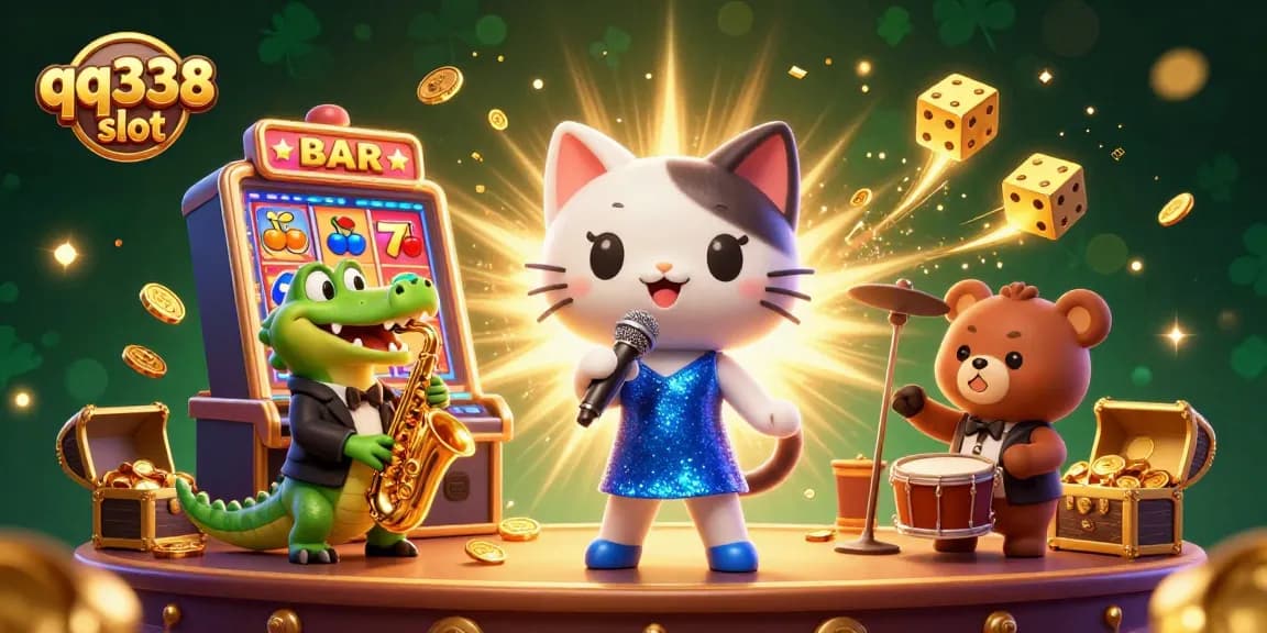 Engage with the thrilling qq338 slot experience featuring dynamic characters and vibrant casino elements.