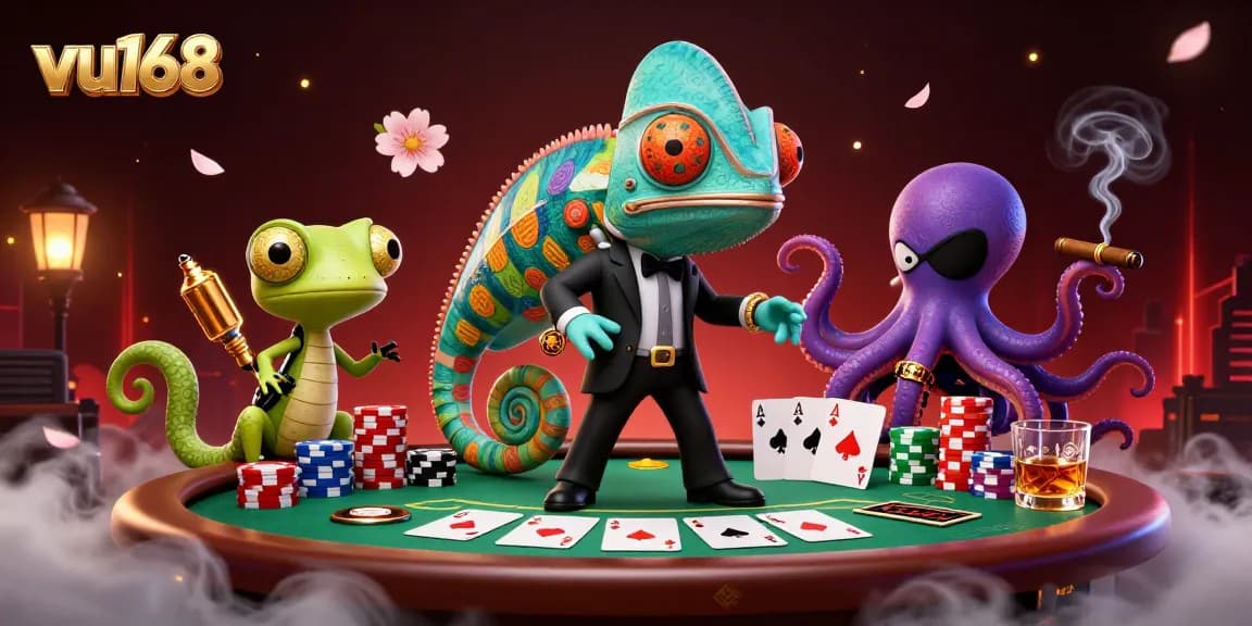 Experience thrilling action at vu168 with a chameleon agent, tech-savvy gecko, and villainous octopus!