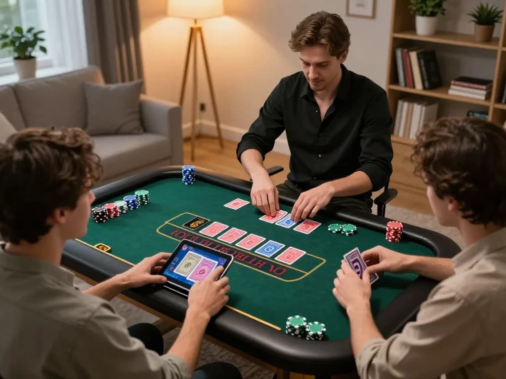 Players engaging in a live casino game on phtaya platform from a cozy home setup.