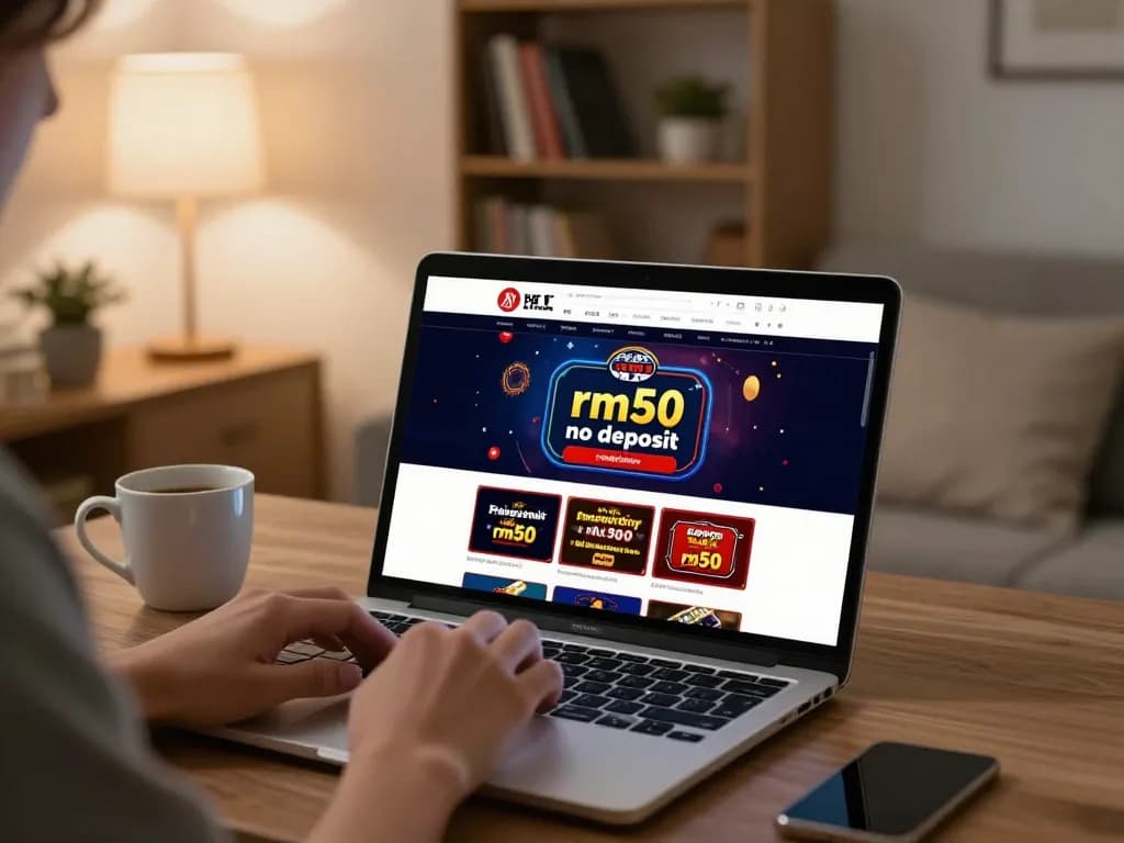 Berjudi di kasino dalam talian dengan kredit percuma rm50 tanpa deposit semasa malam santai di rumah.
