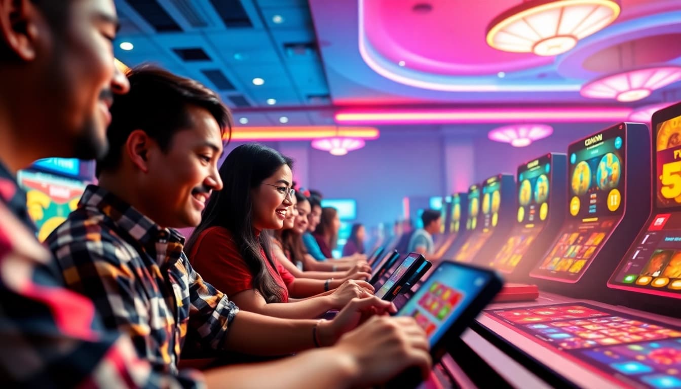 Engaging scene of players enjoying games on GO88, the leading online gaming platform in Vietnam.