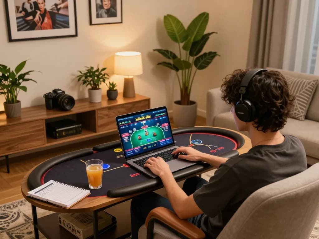 Engaged player enjoying an online casino experience with Liên minh okwin on a laptop.