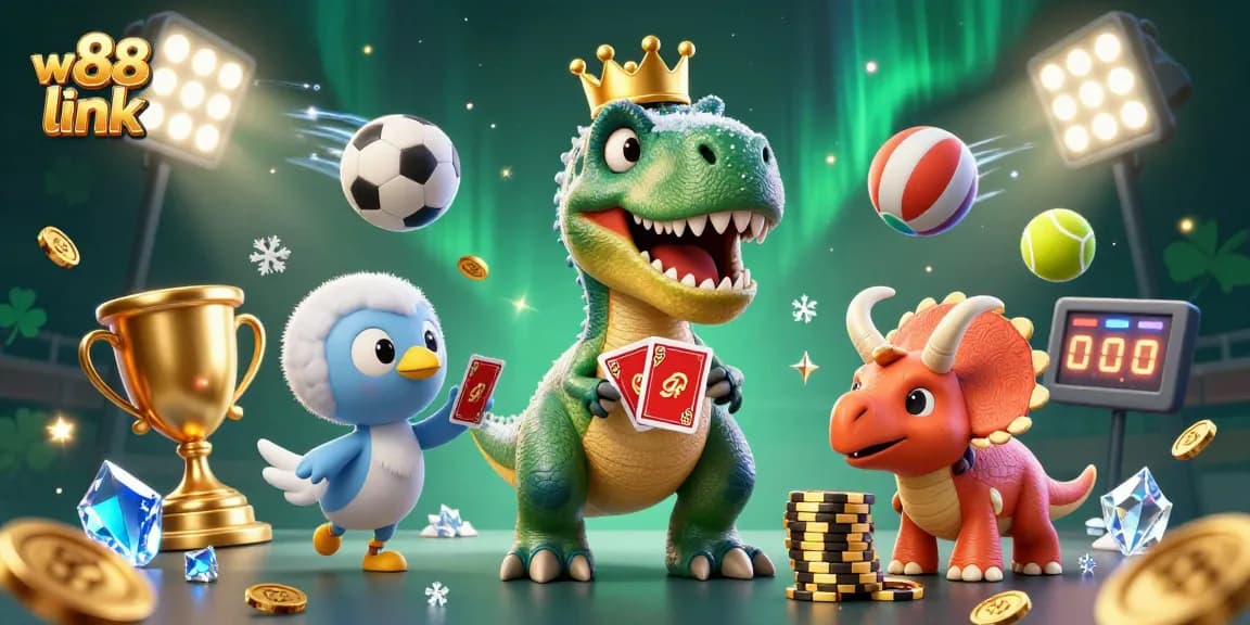 Experience thrilling bets with W88 link in an engaging 3D casino illustration.