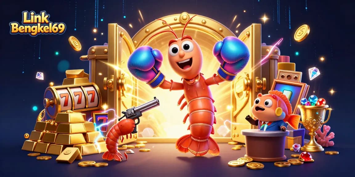 Play slots with exciting Link Bengkel69 features, showcased with unique sea creatures.