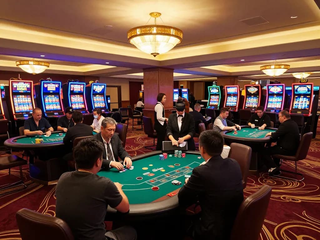 Players enjoying poker games at TR88's vibrant casino, where strategy meets excitement